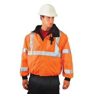 Hi Viz Orange PVC Coated Polyester ANSI Class 3 Occulux Bomber Jacket 