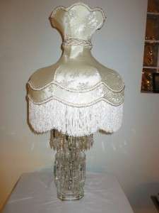 vintage crystal lamp with embossed shade  