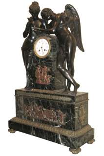 Antique Classical Cupid & Psyche Bronze Mantel Clock  