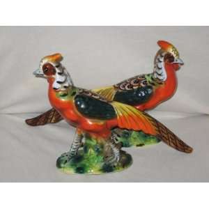  Vintage (2) Pair of Porcelain Peacock Pheasant Figurines 