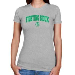  N. Dakota Fighting Sioux Ladies Ash Logo Arch Slim Fit T 