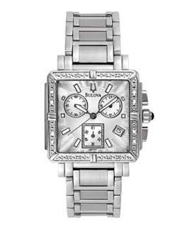   , Womens Diamond Accent Chronograph Stainless Steel Bracelet 96R000