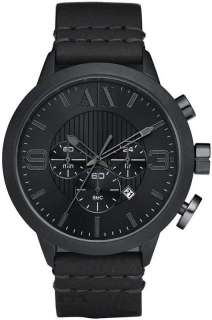 Armani Exchange Black Chronograph Leather Mens Watch AX1152  