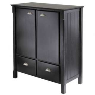 New Timber Wooden Armoire Cabinet & Drawers   Black  