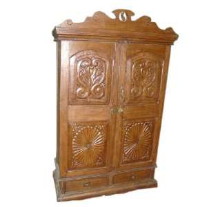 Colonial Style Carved Antique Armoire Cabinet India Furnitur 66x37 