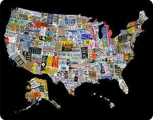 License Plate Art Map of the U.S. 11x14 metal sign  