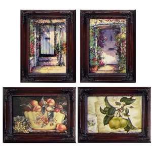  Framed Set of 4 Mini Art 5x7 (Antique Mahogany Frames 