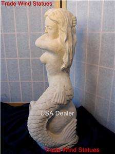 2ft Mermaid Statue Fountain Water Feature Solid Stone*  