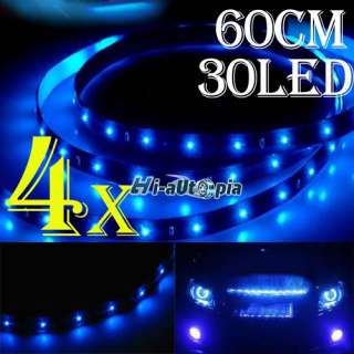 4x 60CM 30 LED Car Blue Lights Flexible Strip Light  