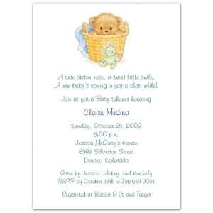    Basket of Love Green Baby Shower Invitations   Set of 20 Baby