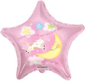 18 ITS A GIRL WITH COW AND MOON MYLAR BALLOONS BABY GIRL  