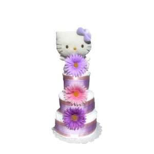   Baby Shower Diaper Cake Centerpiece Gift Set (3 Tier, Purple) Baby