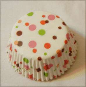 50ct Colorful Rain dot white Cupcake liners baking cup  