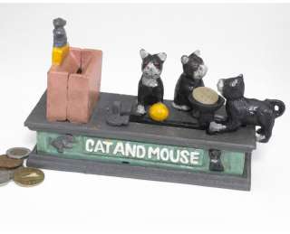   Replica Cat and Mouse Authentic Foundry Iron Mechanical Bank  