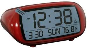 Equity 31039 Battery Powered Red Digital Alarm Clock w/Temperature 