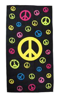 Multicolor Peace Sign Reactive Beach Towel 60` X 30`  