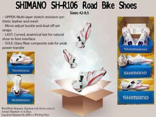   R106 Size 42 8.5 Road Bike Bicycle Shoes White Red Worldwide Shipment