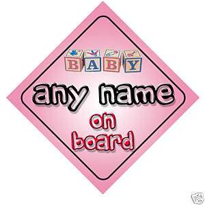 Baby Any Name On Board Car Sign New Girl/Birthday Gift  