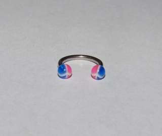 Body Jewelry   18G 18 Gauge Horseshoe Lip Septum Ring   Pink / Blue 