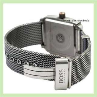 HUGO BOSS GENTS SILVER STAINLESS STEEL CHAIN TEXTURED BAND RETRO WATCH 
