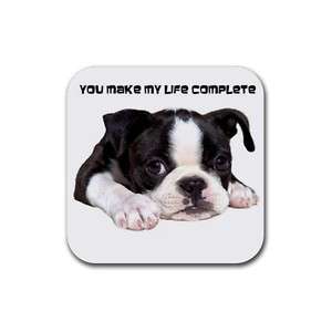 Cute Boston Terrier Dog Puppy Rubber Coaster Set of 4  