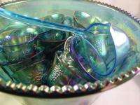 Vintage Blue Grape Indiana Carnival Princess Glass Punch Bowl Set 