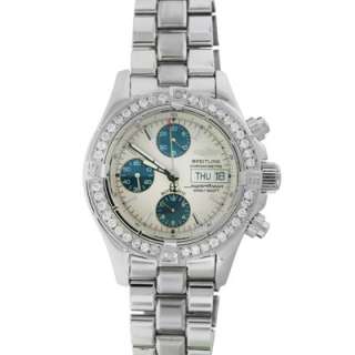 Mens Diamond Breitling SuperOcean Chronograph SS A13340 White Dial 