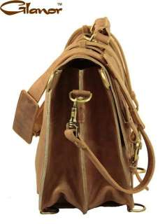 Tobacco Brown Rustic Vintage Leather Briefcase Backpack Laptop Bag 