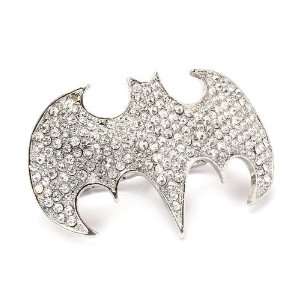  Batman logo crystal stone sparkling two fingers cocktail ring 