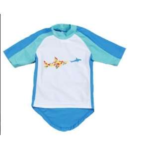   SCHOOL UV Beach & Bike Shirt Short Sleeve Size 4 White & Blue Baby