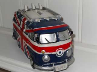 UNION JACK VW CAMPER VAN MONEY BOX AND SURF BOARDS GIFT BOXED  