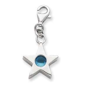  Sterling Silver December CZ Birthstone Star Charm Jewelry