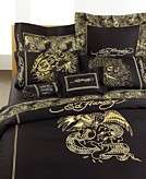    Ed Hardy Black and Gold Eagle Bedding Set  