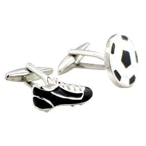  Black and White Soccer Football & Cleats Cufflinks 