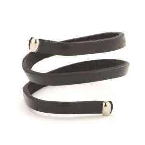  Black thin women hand leather wristband cuff bracelet by 