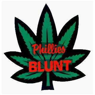 Marijuana Pot Leaf with PHILLIES BLUNT in Red   Sticker / Decal (Hemp 