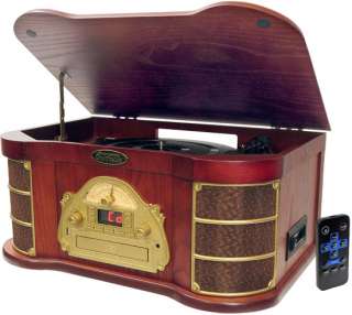 NEW WOOD TURNTABLE RADIO CD CASSETTE RECORD PLAYER +USB 068888988377 