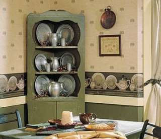 ENDRES TEAPOTS WOODSHELF China Rustic WALLPAPER Border  