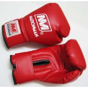  Nationman Muay Thai Boxing Gloves Gear Pu Leather Red 8 Oz 