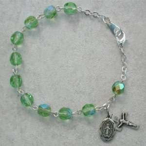   Silver Youth Girls Rosary Bracelet Peridot August Birthstone. Jewelry