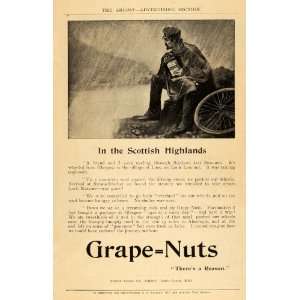 1908 Ad Postum Breakfast Cereal Grape Nuts Scottish Bike Cyclist Loch 