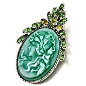    Oval Green Cameo Brooches And Pins Vintage Pugster Jewelry