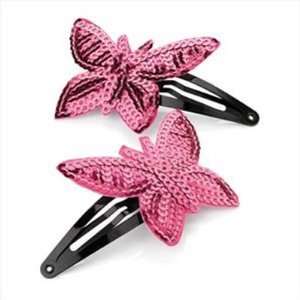  2 Hot Pink Sequin Butterfly Hair Clips/Barrettes AJ23375 
