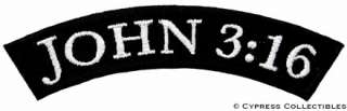 JOHN 316 ROCKER EMBROIDERED PATCH CHRISTIAN RELIGIOUS  