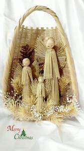 Christmas Angels Nativity Wicker Basket  