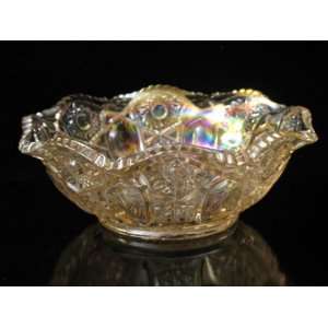  Smith Glass 8 Pale Pink Carnival Glass Bowl with Ruffled 