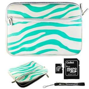 Turquise Blue Zebra Slim Protective Soft Neoprene Cover Carrying Case 