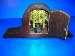   Mantel Mantle Clock Tambour Wood Case Pendulum Coil Chime Gong  