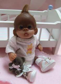 OOAK Baby Orangutan Monkey Sculpted Polymer Clay Art Doll Collectible 