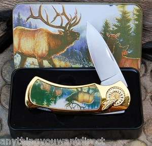   440 SS Collector Series Wildlife Lockback w/Gift Tin ELK Knife Knives